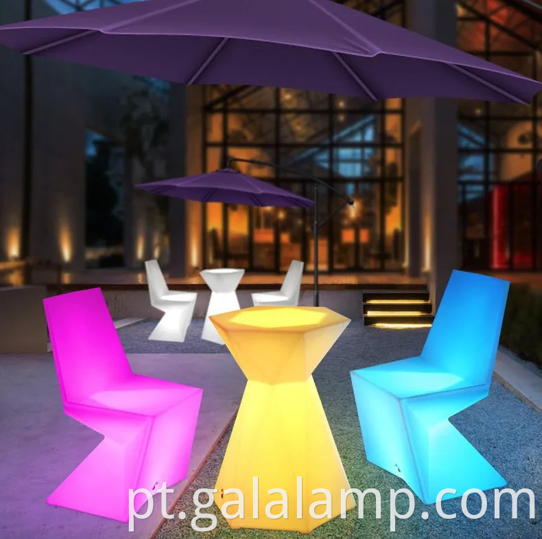 Conjunto elegante de refeições ao ar livre LED luminosa para varandas aconchegantes